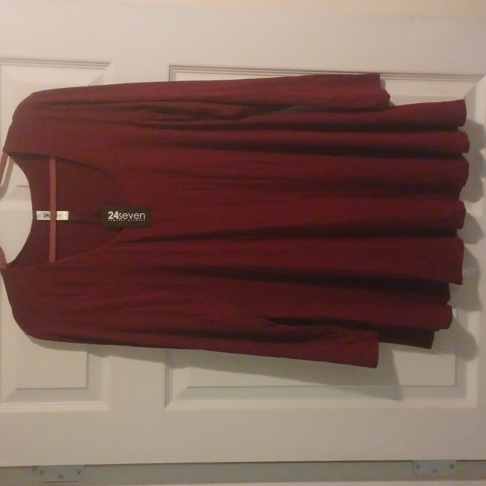 Women's Round Neck Shirt, Long Sleeve, Burgundy